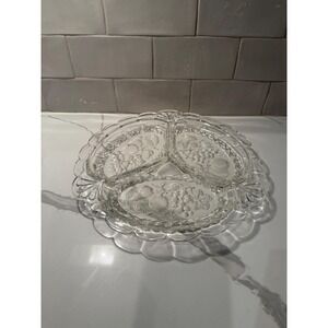Vintage Imperial Glass Co. Intaglio Fruit Divided Relish Dish | Mid-Century